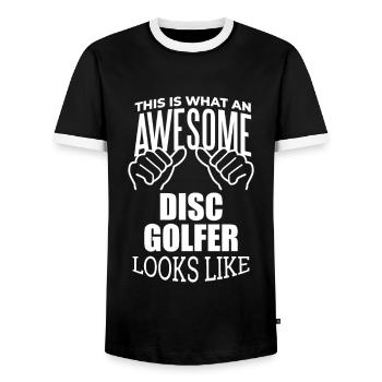 Disc Golf Disc Golf Disc Golf - Männer Kontrast-T-Shirt - Schwarz/Weiß - Vorne - AI Model Female 172 light (172cm) & AI Model Male 178 light (178cm)