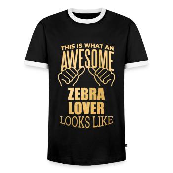 Zebra - Men's Ringer Shirt - black/white - Front - AI Model Female 172 light (172cm) & AI Model Male 178 light (178cm)