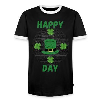 Happy Day - Men's Ringer Shirt - black/white - Front - AI Model Female 172 light (172cm) & AI Model Male 178 light (178cm)