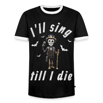 I'll sing till I die - Halloween steampunk skeleton - Men's Ringer Shirt - black/white - Front - AI Model Female 172 light (172cm) & AI Model Male 178 light (178cm)