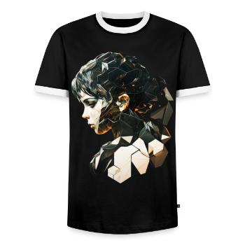 Anime No8 - Männer Kontrast-T-Shirt - Schwarz/Weiß - Vorne - AI Model Female 172 light (172cm) & AI Model Male 178 light (178cm)