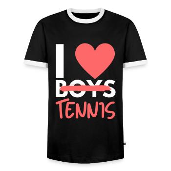 Joueur de tennis Jeu de tennis Tennis Tenue femme - T-shirt contrasté Homme - noir/blanc - Devant - AI Model Female 172 light (172cm) & AI Model Male 178 light (178cm)