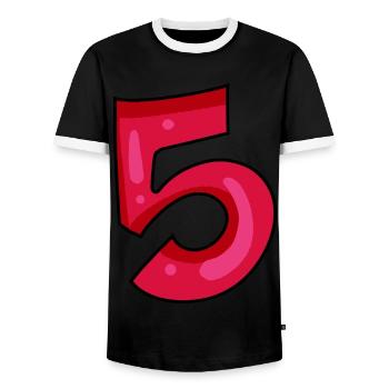 5 - Männer Kontrast-T-Shirt - Schwarz/Weiß - Vorne - AI Model Female 172 light (172cm) & AI Model Male 178 light (178cm)
