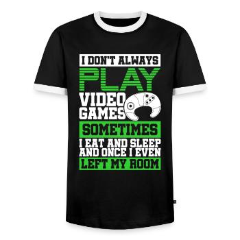 I don't always play video games Eat Sleep Gamer - Men's Ringer Shirt - black/white - Front - AI Model Female 172 light (172cm) & AI Model Male 178 light (178cm)