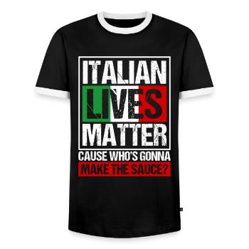 Italian Lives Matter Italien Sauce Italienne - T-shirt contrasté Homme - noir/blanc - Devant - AI Model Female 172 light (172cm) & AI Model Male 178 light (178cm)