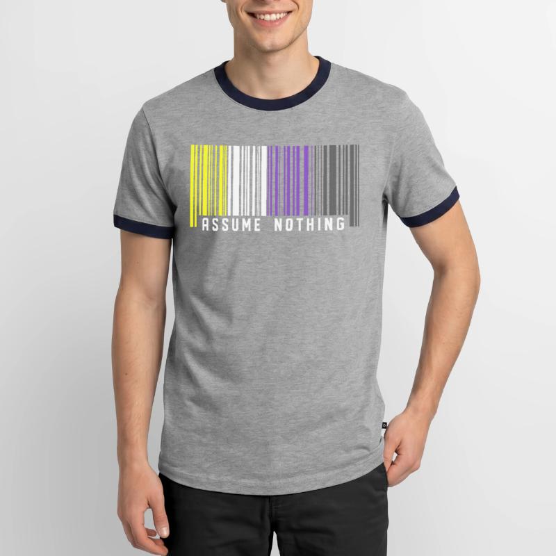 Nonbinary | Non-Binary Pride Barcode Flag Men's Ringer Shirt