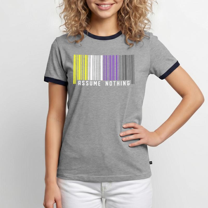 Nonbinary | Non-Binary Pride Barcode Flag Men's Ringer Shirt