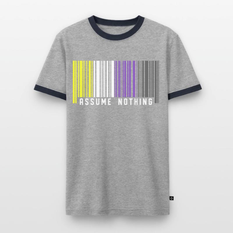 Nonbinary | Non-Binary Pride Barcode Flag Men's Ringer Shirt