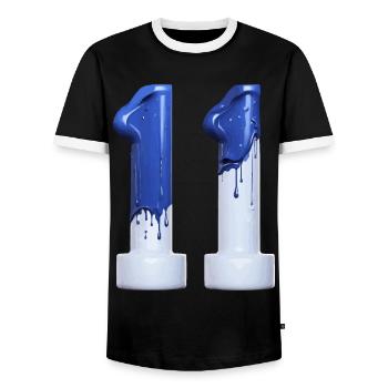 NON. 11 NUMÉRO 11 BLEU BLANC 11E ANNIVERSAIRE - T-shirt contrasté Homme - noir/blanc - Devant - AI Model Female 172 light (172cm) & AI Model Male 178 light (178cm)