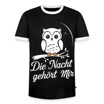 oiseau de nuit hibou hibou oiseau - T-shirt contrasté Homme - noir/blanc - Devant - AI Model Female 172 light (172cm) & AI Model Male 178 light (178cm)