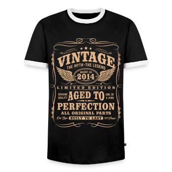 Vintage 2014 Jahrgang Geburtstag Retro Geschenk - Männer Kontrast-T-Shirt - Schwarz/Weiß - Vorne - AI Model Female 172 light (172cm) & AI Model Male 178 light (178cm)