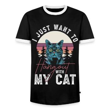 Chats Animaux Tigre Chat Dame - T-shirt contrasté Homme - noir/blanc - Devant - AI Model Female 172 light (172cm) & AI Model Male 178 light (178cm)