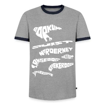 Osfriesian Islands silhouette vacation North Sea - Men's Ringer Shirt - grey/navy  - Front - AI Model Female 172 light (172cm) & AI Model Male 178 light (178cm)