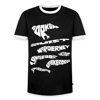 Osfriesian Islands silhouette vacation North Sea - Men's Ringer Shirt - black/white - Front - AI Model Female 172 light (172cm) & AI Model Male 178 light (178cm)