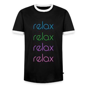 relax yoga namaste yoga - Men's Ringer Shirt - black/white - Front - AI Model Female 172 light (172cm) & AI Model Male 178 light (178cm)