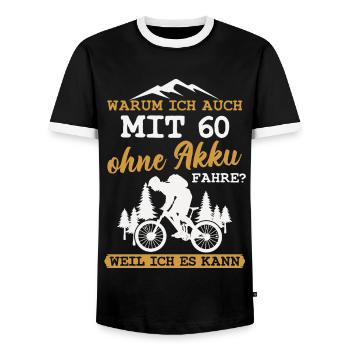 60 Geburtstag Radfahrer 60 Jahre Spruch - Männer Kontrast-T-Shirt - Schwarz/Weiß - Vorne - AI Model Female 172 light (172cm) & AI Model Male 178 light (178cm)