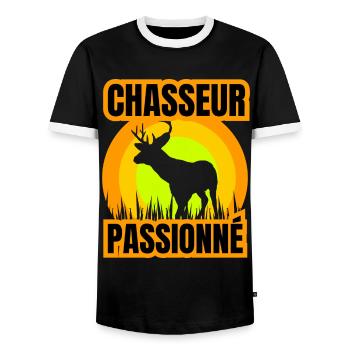 chasseur passionné - T-shirt contrasté Homme - noir/blanc - Devant - AI Model Female 172 light (172cm) & AI Model Male 178 light (178cm)