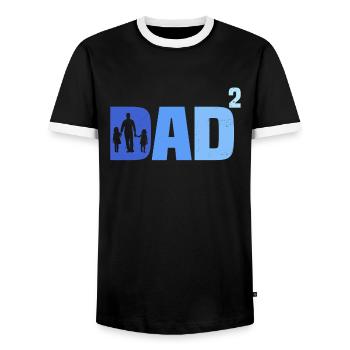 Father of Two Daughters Gift Dad Daughters - Men's Ringer Shirt - black/white - Front - AI Model Female 172 light (172cm) & AI Model Male 178 light (178cm)