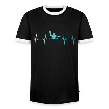 Retro Wasserball Herzschlag water polo - Männer Kontrast-T-Shirt - Schwarz/Weiß - Vorne - AI Model Female 172 light (172cm) & AI Model Male 178 light (178cm)