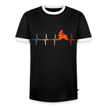 Retro Quad Fahrer Herzschlag Quad Bike - Männer Kontrast-T-Shirt - Schwarz/Weiß - Vorne - AI Model Female 172 light (172cm) & AI Model Male 178 light (178cm)