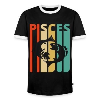 Vintage Poissons Zodiac Cadeaux pour la famille &amis - T-shirt contrasté Homme - noir/blanc - Devant - AI Model Female 172 light (172cm) & AI Model Male 178 light (178cm)