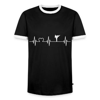 Kampfsport Herzschlag EKG - Männer Kontrast-T-Shirt - Schwarz/Weiß - Vorne - AI Model Female 172 light (172cm) & AI Model Male 178 light (178cm)
