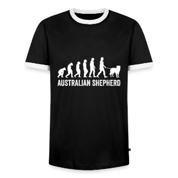 Australian Shepherd Evolution - T-shirt contrasté Homme - noir/blanc - Devant - AI Model Female 172 light (172cm) & AI Model Male 178 light (178cm)