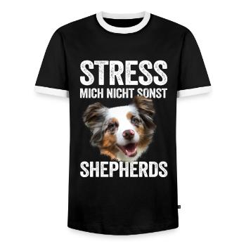 Stress mich nicht sonst Shepherds Aussie Geschenk - Männer Kontrast-T-Shirt - Schwarz/Weiß - Vorne - AI Model Female 172 light (172cm) & AI Model Male 178 light (178cm)