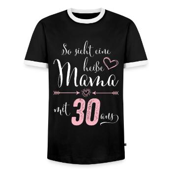 So sieht eine heiße Mama mit 30 Jahren aus - Männer Kontrast-T-Shirt - Schwarz/Weiß - Vorne - AI Model Female 172 light (172cm) & AI Model Male 178 light (178cm)