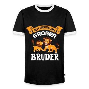 Ich werde großer Bruder Löwe - Männer Kontrast-T-Shirt - Schwarz/Weiß - Vorne - AI Model Female 172 light (172cm) & AI Model Male 178 light (178cm)