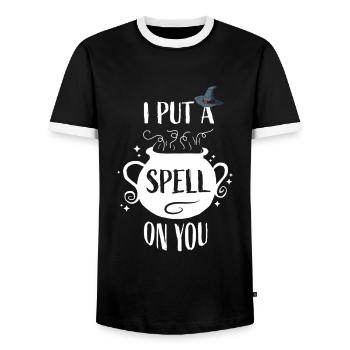 I put a spell on you - Men's Ringer Shirt - black/white - Front - AI Model Female 172 light (172cm) & AI Model Male 178 light (178cm)