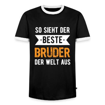 So sieht der beste Bruder der Welt aus - Männer Kontrast-T-Shirt - Schwarz/Weiß - Vorne - AI Model Female 172 light (172cm) & AI Model Male 178 light (178cm)
