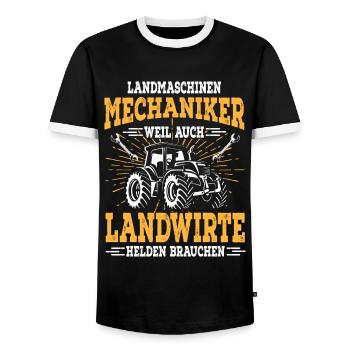 Landmaschinen Mechaniker Spruch Landwirt Trecker - Männer Kontrast-T-Shirt - Schwarz/Weiß - Vorne - AI Model Female 172 light (172cm) & AI Model Male 178 light (178cm)