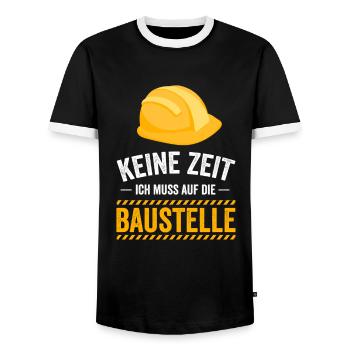 Keine Zeit ich muss auf die Baustelle - Männer Kontrast-T-Shirt - Schwarz/Weiß - Vorne - AI Model Female 172 light (172cm) & AI Model Male 178 light (178cm)