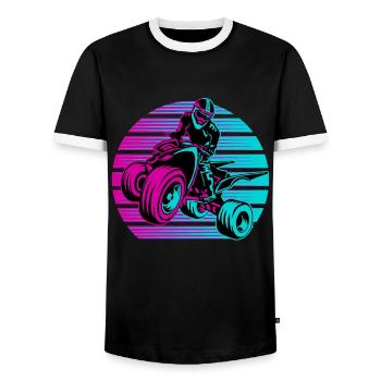 Quad Rider Offroad Biker ATV Vintage - Men's Ringer Shirt - black/white - Front - AI Model Female 172 light (172cm) & AI Model Male 178 light (178cm)