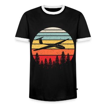 Gliding vintage glider pilot - Men's Ringer Shirt - black/white - Front - AI Model Female 172 light (172cm) & AI Model Male 178 light (178cm)
