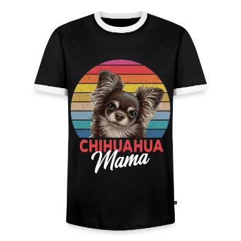 Chihuahua Mama Mum cute dogs - Men's Ringer Shirt - black/white - Front - AI Model Female 172 light (172cm) & AI Model Male 178 light (178cm)