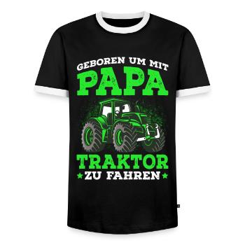 Geboren um mit Papa Traktor zu fahren - Männer Kontrast-T-Shirt - Schwarz/Weiß - Vorne - AI Model Female 172 light (172cm) & AI Model Male 178 light (178cm)