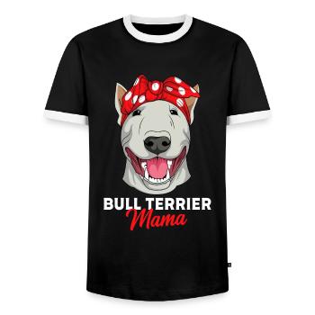 Bullterrier Hunde Mama Frauchen Bull Terrier - Männer Kontrast-T-Shirt - Schwarz/Weiß - Vorne - AI Model Female 172 light (172cm) & AI Model Male 178 light (178cm)