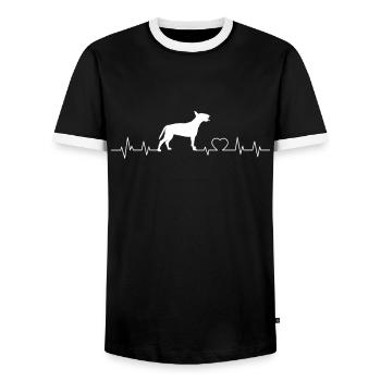 Bull Terrier Heartbeat Bull Terrier EKG Dogs - Men's Ringer Shirt - black/white - Front - AI Model Female 172 light (172cm) & AI Model Male 178 light (178cm)