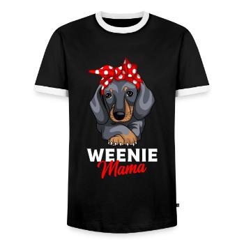 Cadeau de conception de chien de maman teckel - T-shirt contrasté Homme - noir/blanc - Devant - AI Model Female 172 light (172cm) & AI Model Male 178 light (178cm)