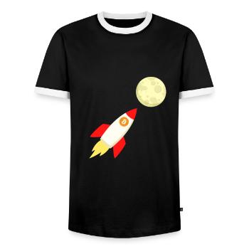 Bitcoin to the moon - Men's Ringer Shirt - black/white - Front - AI Model Female 172 light (172cm) & AI Model Male 178 light (178cm)