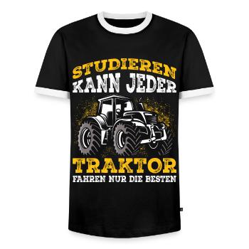 Traktor lustiger Spruch Trecker Landwirt - Männer Kontrast-T-Shirt - Schwarz/Weiß - Vorne - AI Model Female 172 light (172cm) & AI Model Male 178 light (178cm)