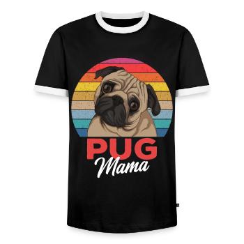 Idée cadeau propriétaire de chien carlin maman - T-shirt contrasté Homme - noir/blanc - Devant - AI Model Female 172 light (172cm) & AI Model Male 178 light (178cm)