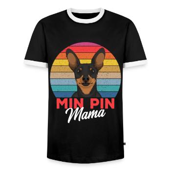 Zwergpinscher Mama Hundehalterin Geschenk - Männer Kontrast-T-Shirt - Schwarz/Weiß - Vorne - AI Model Female 172 light (172cm) & AI Model Male 178 light (178cm)