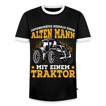 Traktor Traktorfahrer Trecker Landwirt - Männer Kontrast-T-Shirt - Schwarz/Weiß - Vorne - AI Model Female 172 light (172cm) & AI Model Male 178 light (178cm)