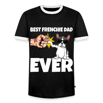 Best Frenchie Dad Ever French Bulldog - Men's Ringer Shirt - black/white - Front - AI Model Female 172 light (172cm) & AI Model Male 178 light (178cm)
