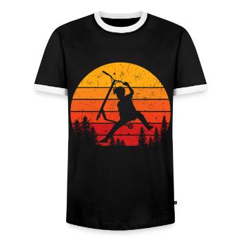 Scooter Stunt Retro Tretroller Geschenk Kinder - Männer Kontrast-T-Shirt - Schwarz/Weiß - Vorne - AI Model Female 172 light (172cm) & AI Model Male 178 light (178cm)