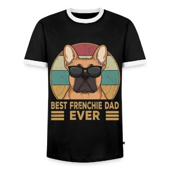 Best Frenchie Dad Ever French Bulldog - Men's Ringer Shirt - black/white - Front - AI Model Female 172 light (172cm) & AI Model Male 178 light (178cm)