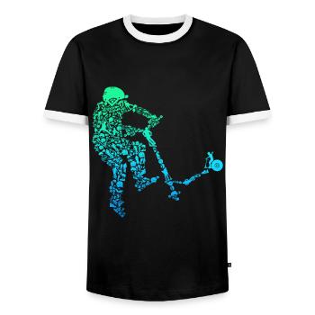 Scooter Stunt Kick Scooter cadeau pour enfants - T-shirt contrasté Homme - noir/blanc - Devant - AI Model Female 172 light (172cm) & AI Model Male 178 light (178cm)